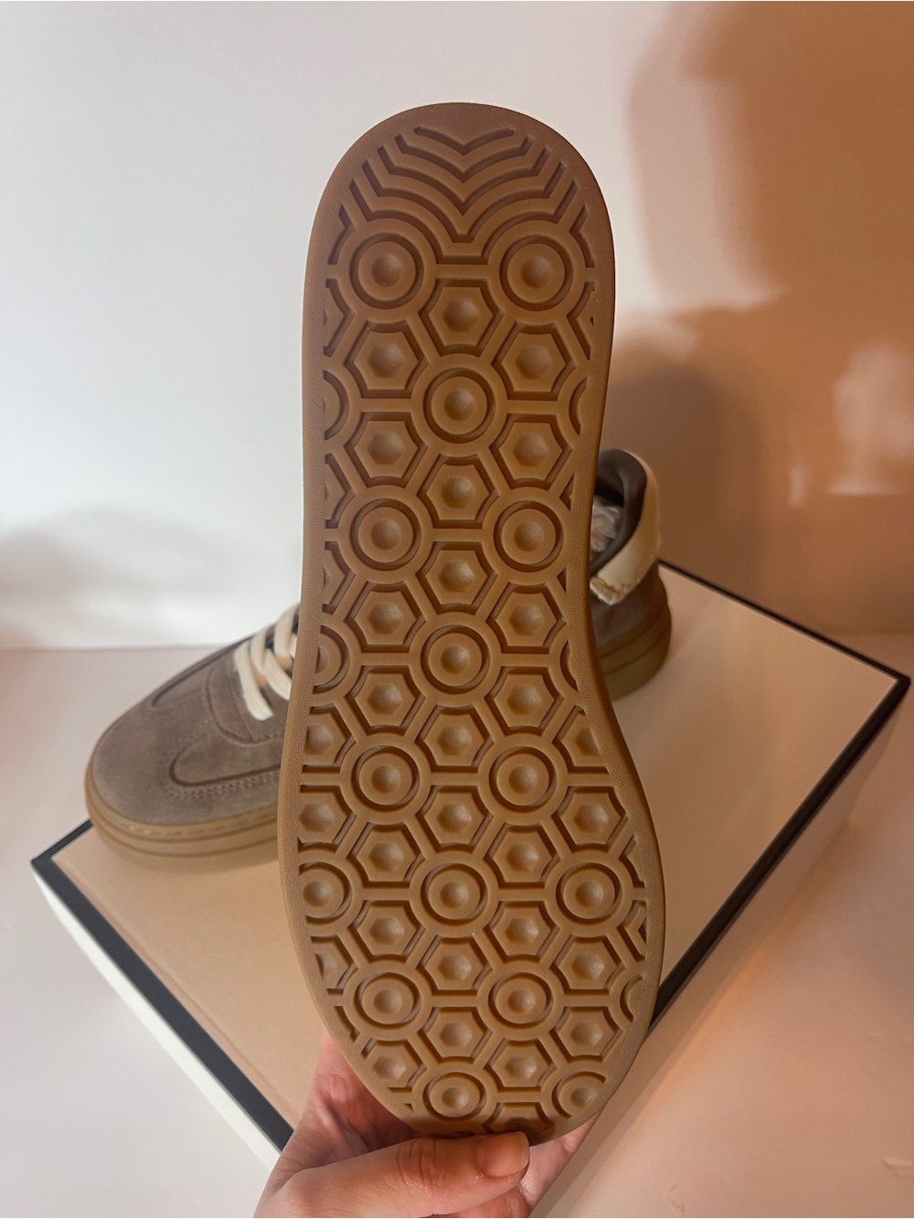 Steve Madden Dodge Espresso Taupe Suede Sneakers with White Stripes. - Picture 6 of 7